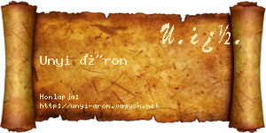 Unyi Áron névjegykártya
