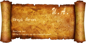 Unyi Áron névjegykártya
